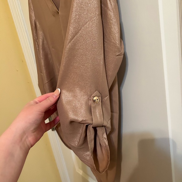 Maurices metallic elegant Women's Tan Blouse - Picture 3 of 4